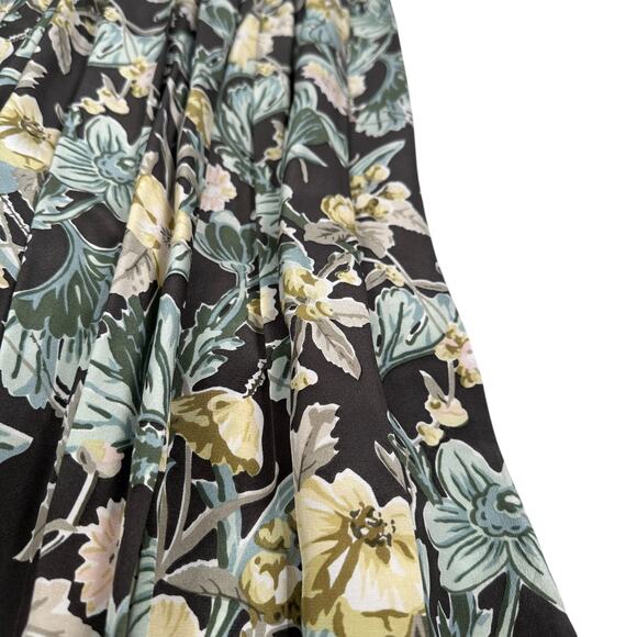Vintage J.Crew Maxi Skirt Women’s 10 Green Brown Floral 100% Silk Pleated Flowy - Picture 4 of 7